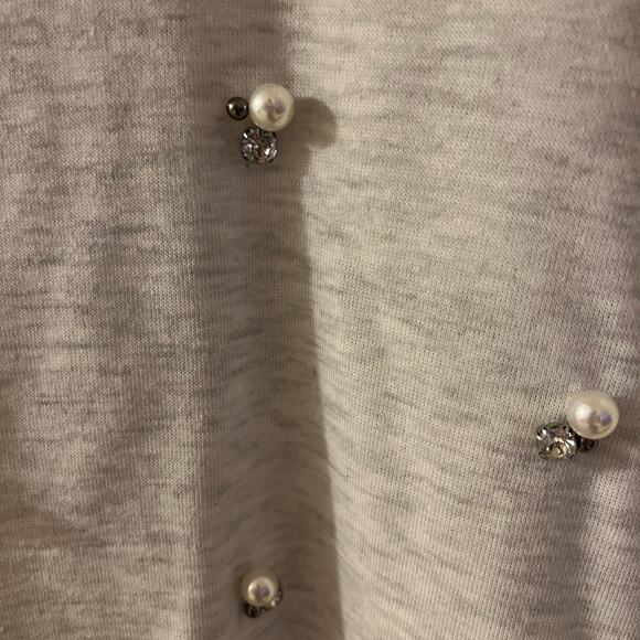 Democracy Gray Sweatshirt with Pearl and Rhinestone  Embellishments - Picture 3 of 5